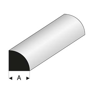 Tyč čtvrtkruhová bílá 2,5 mm